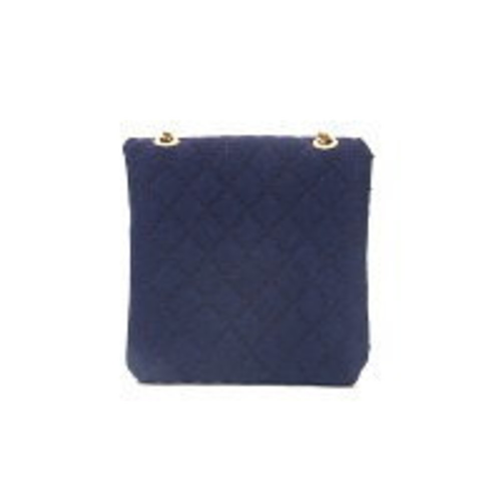 CHANEL Jersey Matelasse Chain Mini Pouch Navy Blue